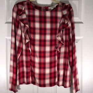 beachlunchlounge Plaid Long Sleeve w/ Ruffle